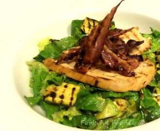 Chicken, Bacon and Avocado Salad with Griddled Courgettes