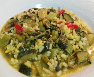 Arroz con verdolaga y verduras al curry