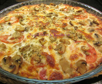 Pizza de Cogumelos, Fiambre e Tomate