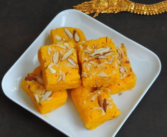 Kesar Kalakand/Easy Saffron Ricotta Cheese Milk Burfi