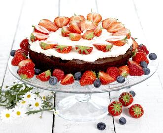 Fransk sjokoladekake med jordbær