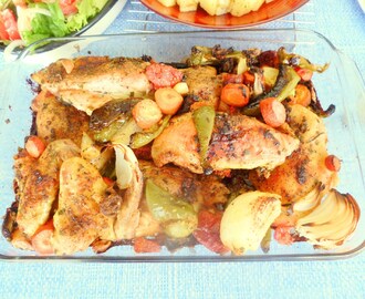 Pollo con verduras al horno
