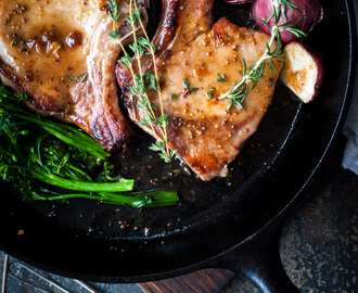Brined Pork Chops with Dijon Fig Glaze for Two