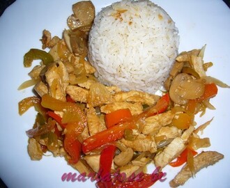 Pollo con verduras y arroz basmati