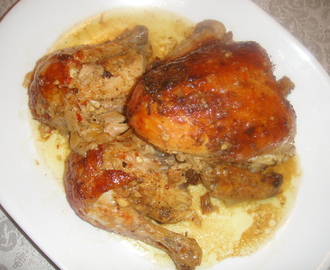 Red chilly garlic chicken roast