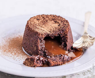 Chocolate Fondant Recipe with Salted Caramel Filling {gluten-free + dairy-free}