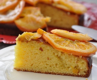 Torta de ricotta y naranjas en almíbar