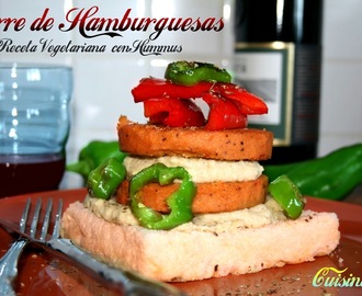 Torre de Hamburguesas con Hummus y Pimiento | Receta Vegetariana