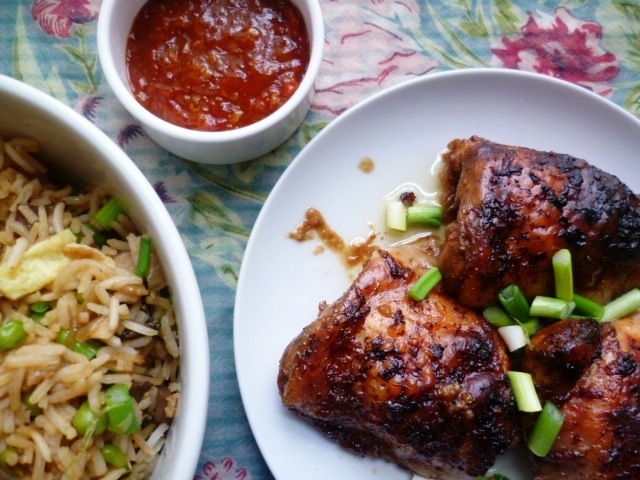 greet the new year and encounter happiness: honey and ginger roasted chicken thighs for Chinese New Year