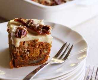 Carrot Cake with Orange Icing and Pecan Brittle