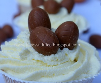 Cupcakes de Pascua con frosting de chocolate blanco