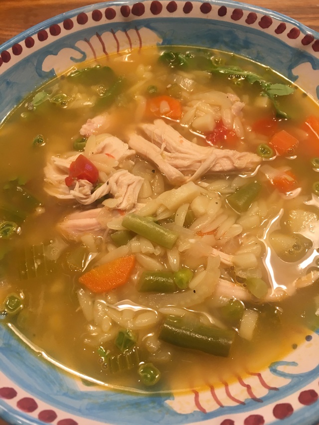 Chicken Soup with Orzo and Veggies