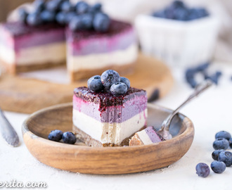 No-Bake Layered Blueberry Cheesecake (Gluten Free, Paleo + Vegan)