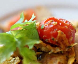 Omelet med champignon, cherrytomater og purløg - Dukan Dag 9