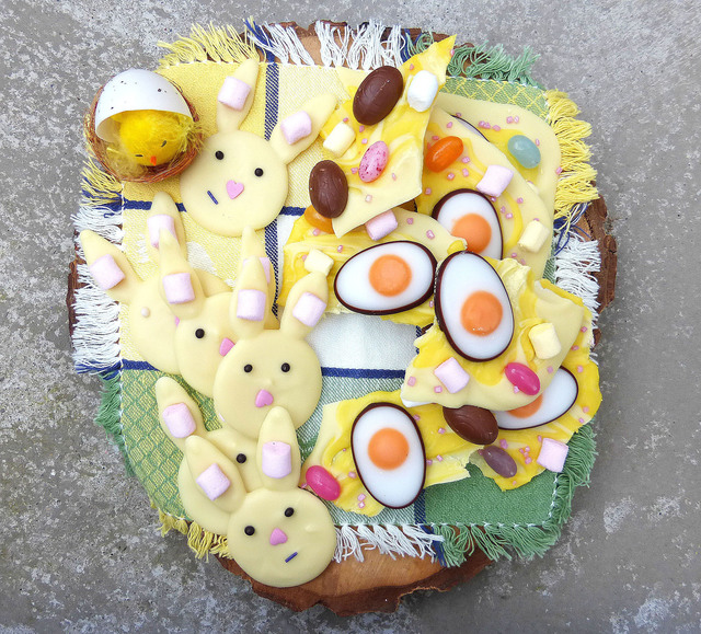 Two White Chocolate Easter Treats: Forlorn Bunnies and Eggy Bark