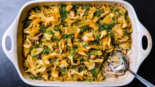 Tuna Casserole with Dill and Potato Chips