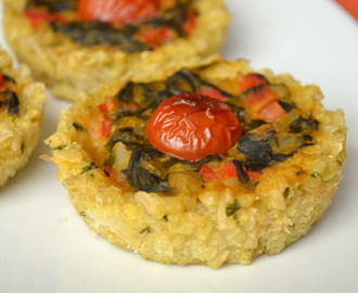Tartaletas de Arroz Integral con Espinaca y Pimentón (Receta GFCFSF, Vegana)