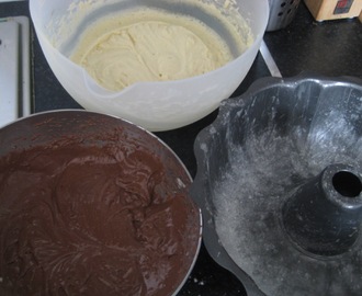 Vanilla and chocolate marble cake