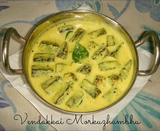 (Amma Cooks) Vendakkai Morkuzhambhu / Spiced Buttermilk gravy with Lady Fingers