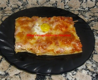 Pizza beicon y huevos de codorniz‏ en thermomix
