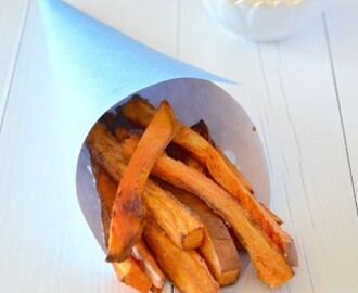 Zoete aardappel friet uit de oven