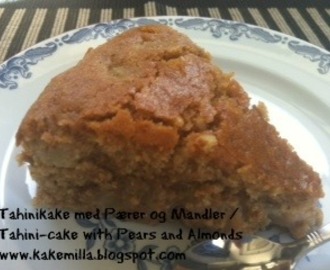 Tahinikake med Pærer og Mandler (Eggfri) / Tahini Cake with Pears and Almonds (Eggless)