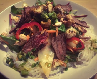 Vietnamesisk aftensmad: sund salat med spicy oksekød!