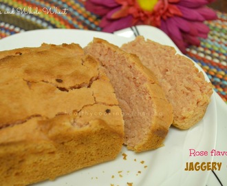 Eggless Rose flavored Jaggery Cake | Using Wheat flour