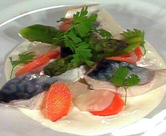 Syltet makrell med grønnsaker og pepperrotdressing