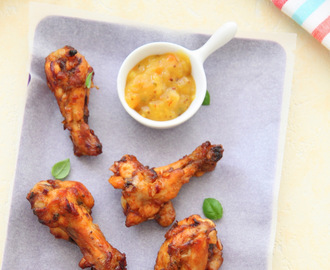 Grilled chicken wings in a chilli garlic sauce for 'A Pinch of Love'
