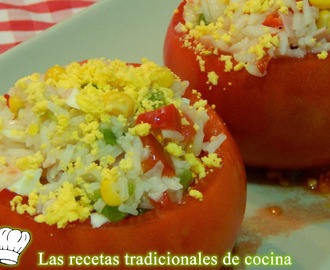 Receta de tomates rellenos con ensalada de arroz