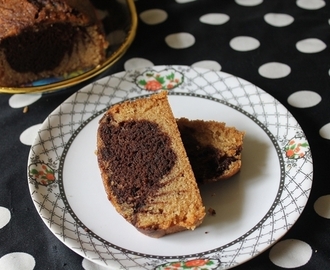 Eggless Marble Loaf Cake / Chocolate & Vanilla Loaf Cake