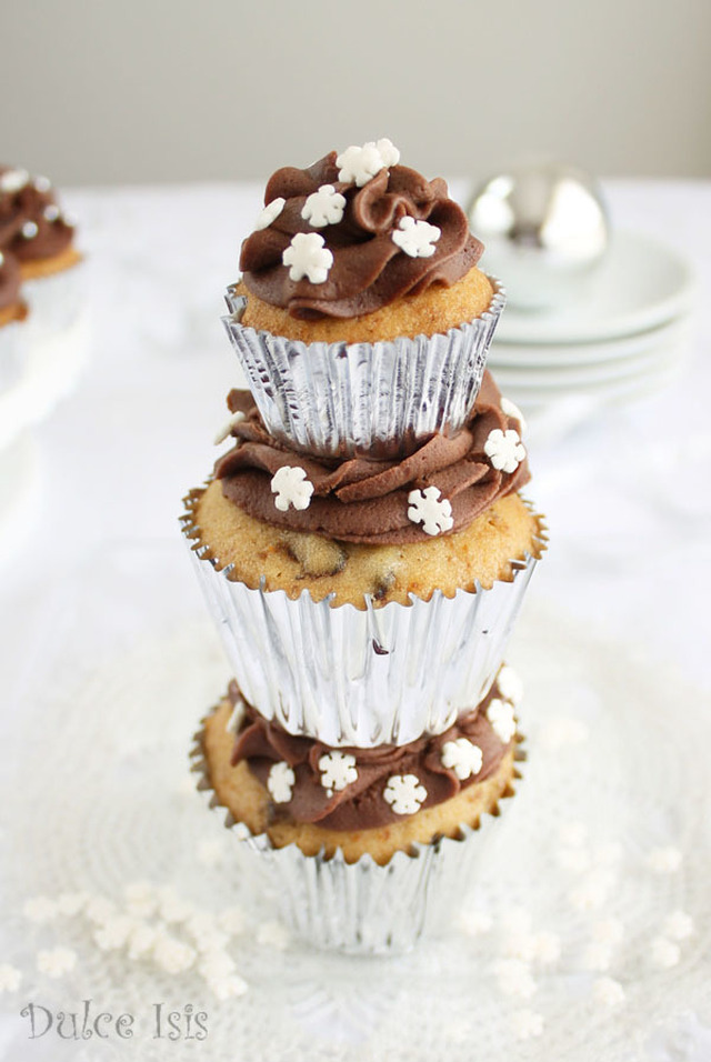 Cupcakes de Higos y Crema Chantilly de Chocolate para Navidad