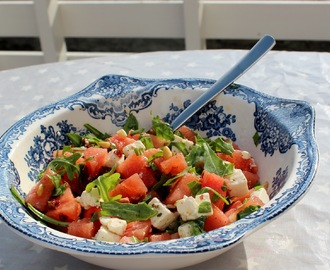 Salat med vannmelon og fetaost