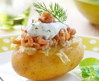 Gevulde aardappel met garnalen en dille