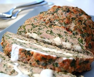 Feta-Stuffed Turkey Meatloaf with Tzatziki Sauce (Low Carb)