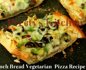 French Bread Vegetarian  Pizza Recipe ( Step By Step Pictures)