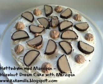Nøttedrøm med Marsipan (Glutenfri) / Hazelnut Dream Cake with Marzipan (Gluten Free)