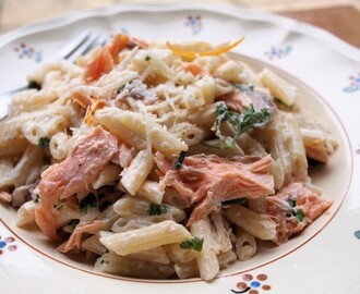 Family Fish and Pasta on Friday: Creamy Salmon and Orange Pasta with Mixed Herbs Recipe