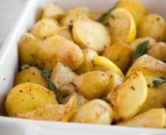 Roast potatoes with crispy sage leaves and Sicilian lemon