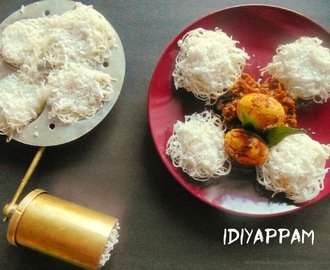 Idiyappam|String hoppers|Nool puttu|Sevai served with Kerala Egg Roast