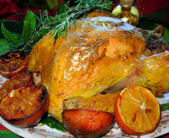 Historical Roast Turkey Recipe: Gilded Saffron & Butter Basted Turkey with Herb Garland