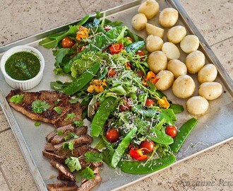 Beef Chimichurri, New Potatoes & Crunch Salad – Jamie’s 15 Minute Meals