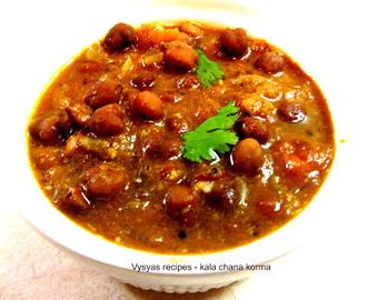 Spicy Black Chick Peas Korma  -  Kadalai Curry - Kommu Senagalu Kurma - Kala channa Korma