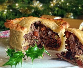 a vegetarian Christmas dinner ~ chestnut and pecan raised pie