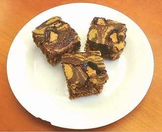 Brownies Mármore de Manteiga de Amendoim e Chocolate (Saudável, Sem Glúten, Sem Lactose, Sem Açúcar Adicionado)