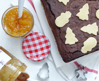 Gewürz Brownie mit Butter-Caramel-Toffee & gebrannten Mandel Splittern & Mandarinen Marmelade/Reklame & Give Away