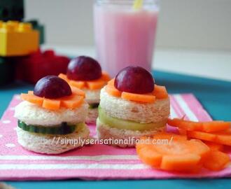 Novelty Kids Sandwiches ~ Cheese and cucumber Flower sandwiches