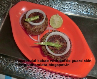 masoor  and bottle guard skin kabab with puffed rice powder/मसूर  और घिया छिलके के कबाब मुरमुरे के साथ