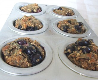 Hearty blueberry banana oat and flax muffins